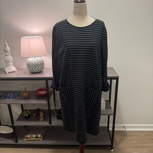 Joh Black & White Stripe Long Knit Dress/Cardigan – Size M
